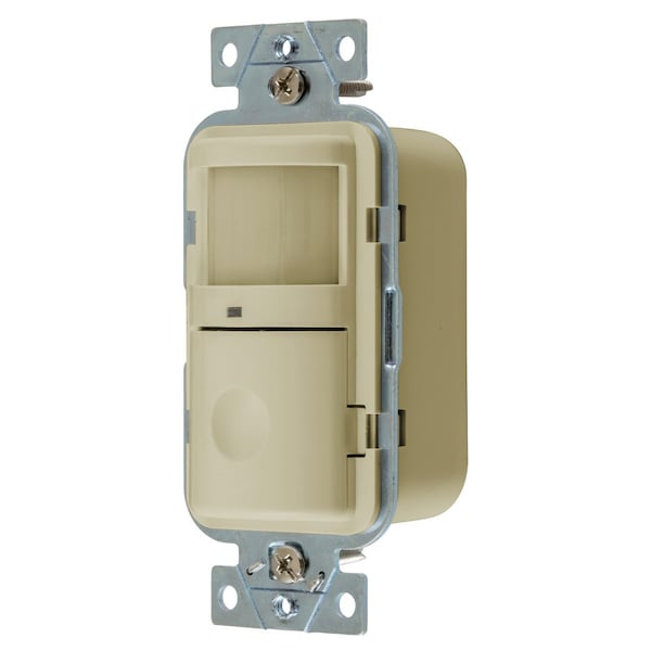 Occupancy Snsr Wall Swtch, Passive Infrared Motion Snsr, Auto On, Manual Adjusting, 120V AC, Ivory
